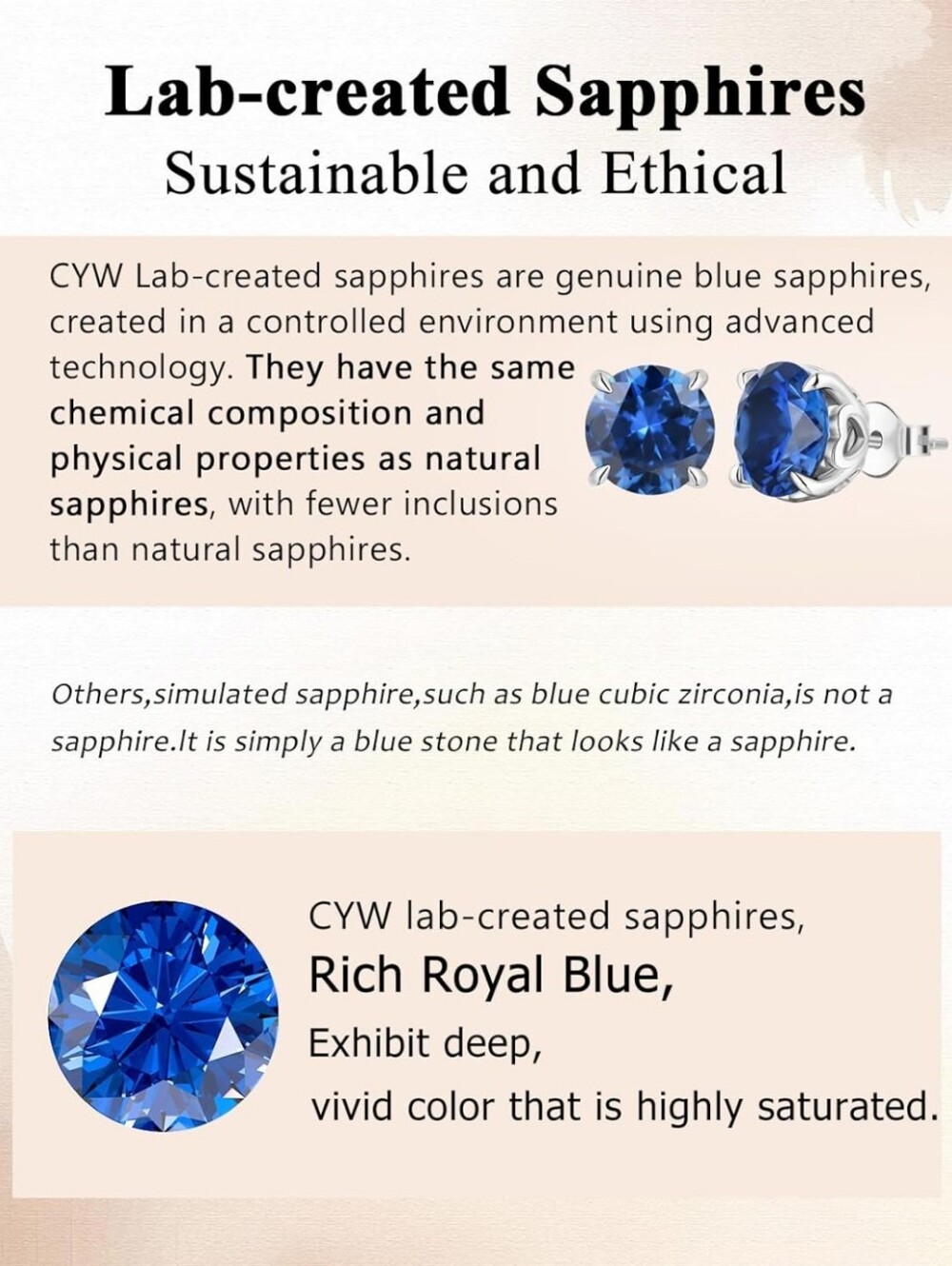 New Lab-Created Sapphire 925 Sterling Silber Stud Earrings 2.60 CTW Royal Blue - Picture 2 of 5